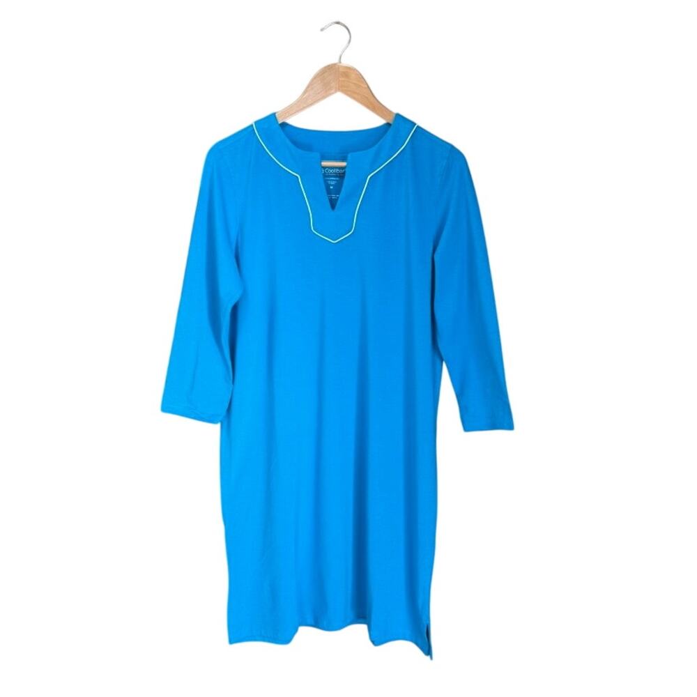 Coolibar UPF 50+ Sun Protection Blue Oceanview Tunic M Dress Coastal Resort